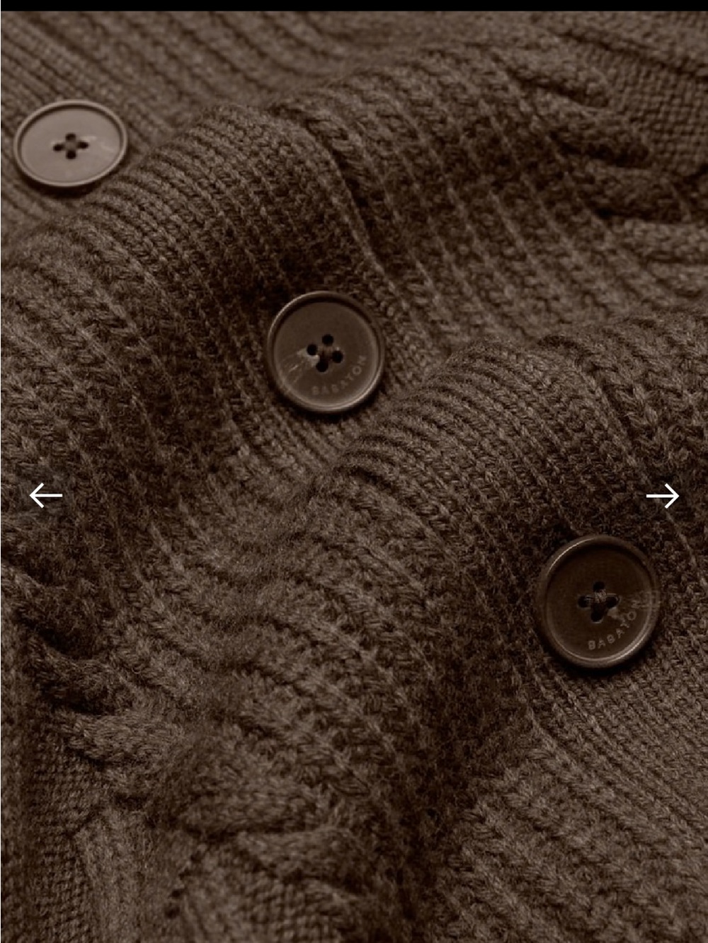 Aritzia Brown Cable-Knit Button-Front Cardigan babaton emporia - Picture 3 of 8